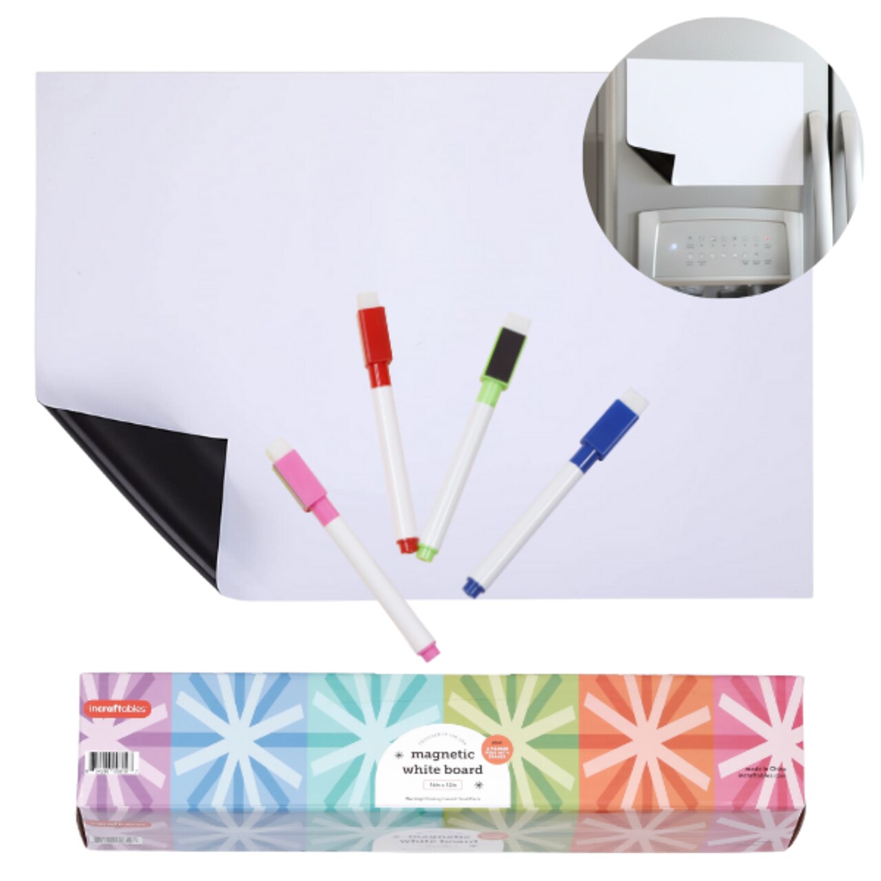 Incraftables Magnetic Whiteboard 16”x12” with 4pcs Markers with Eraser. Small Magnetic Dry Erase Board. Flexible White Board Magnetic Planner for Refrigerator. Magnet Fridge Board for Home & Kitchen